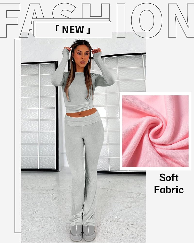 Women's Cotton Lounge Flared Legging Set Two Piece Outfits